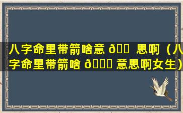 八字命里带箭啥意 🐠 思啊（八字命里带箭啥 🍀 意思啊女生）